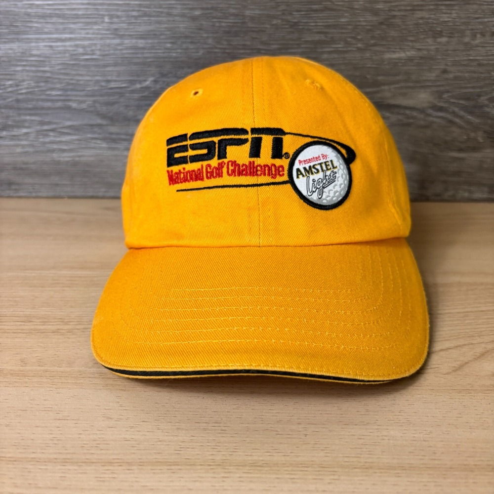 Vintage ESPN Hat Cap Strap Back Yellow National Golf Challenge